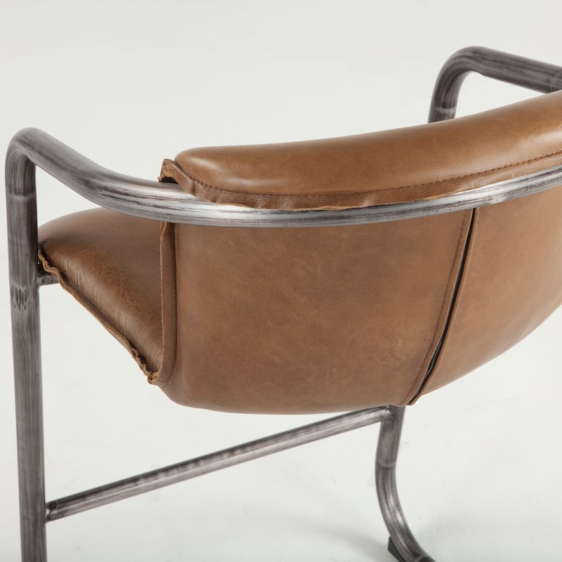 World Interiors Set of 2 Distressed Leather Counter-Height Chairs