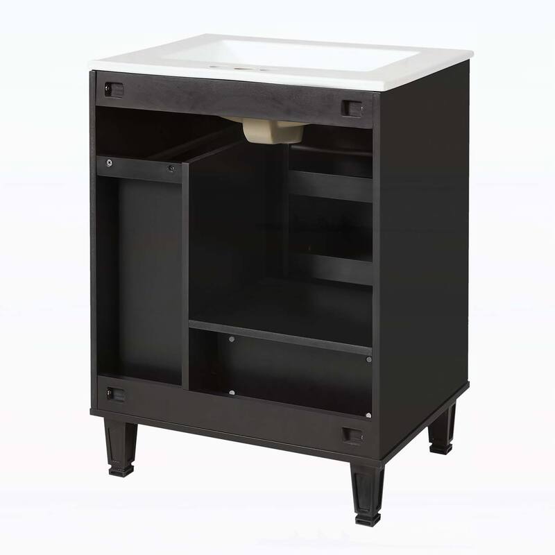 Freestanding Vanity Set with Door Shelf,Deep Drawer,2-Tier Pull-Out Basket