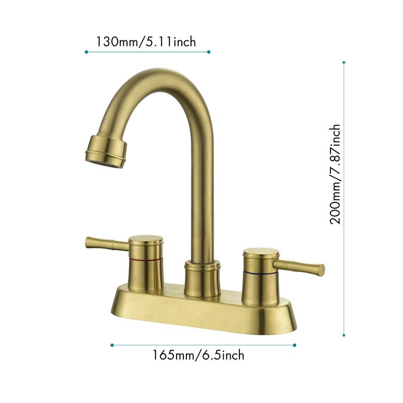 4 Inch 2 Handle Centerset Lead-Free Bathroom Sink Faucet, with Copper ...