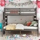 preview thumbnail 1 of 21, Wood Twin XL over Queen Bunk Bed with Ladder Grey
