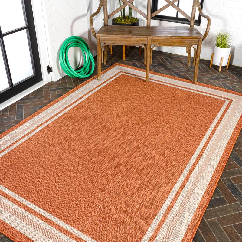 JONATHAN Y Haynes Modern Border Stripe Indoor/Outdoor Area Rug