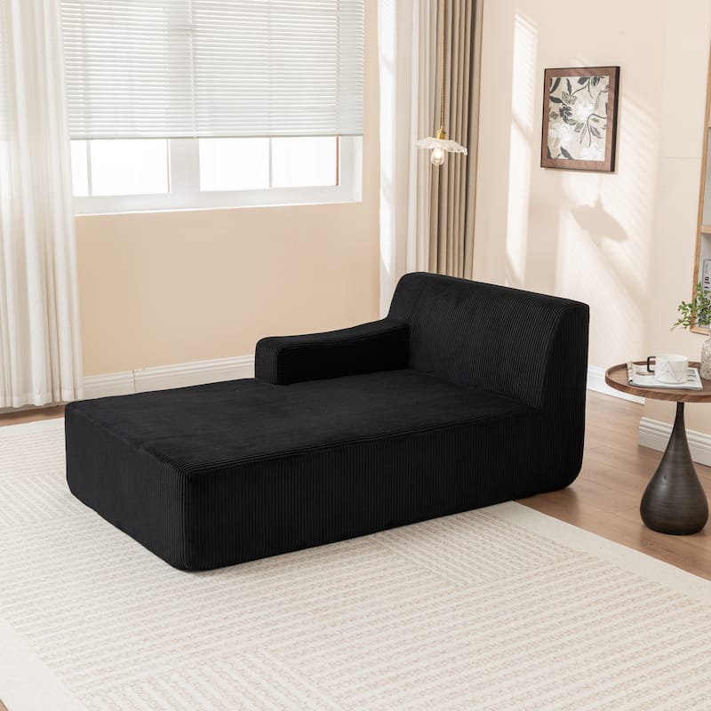 Oversized Chaise Lounge Chair, Upholstered Sofa Bed for Living Room, Corduroy Sleeper Couch Comfy Recliner Bedroom Reading Seat