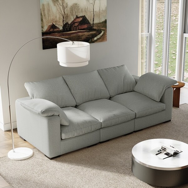 86.61'' Modern Farmhouse Deep 3-Seater Sofa, Track Arm Couch