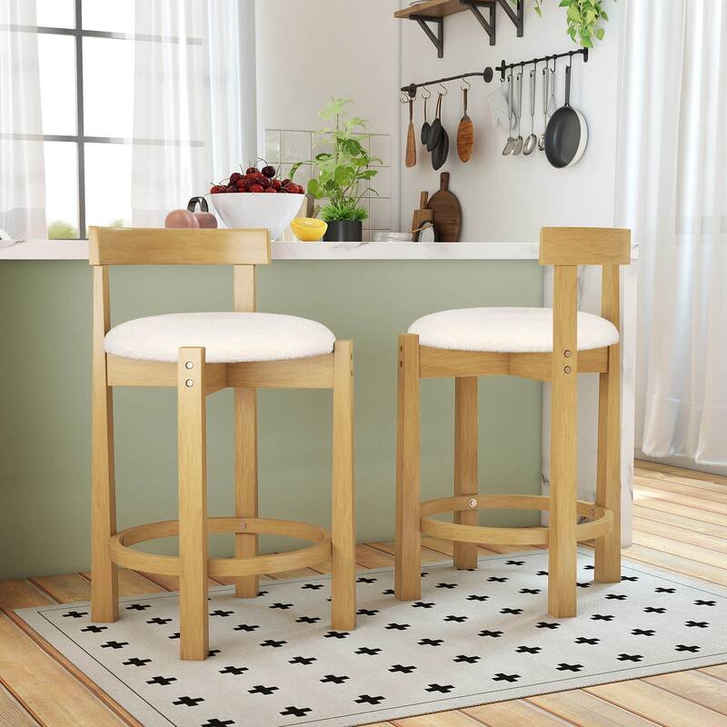 Costway 24” Counter Height Bar Stools Set of 2/4 with Backrests and