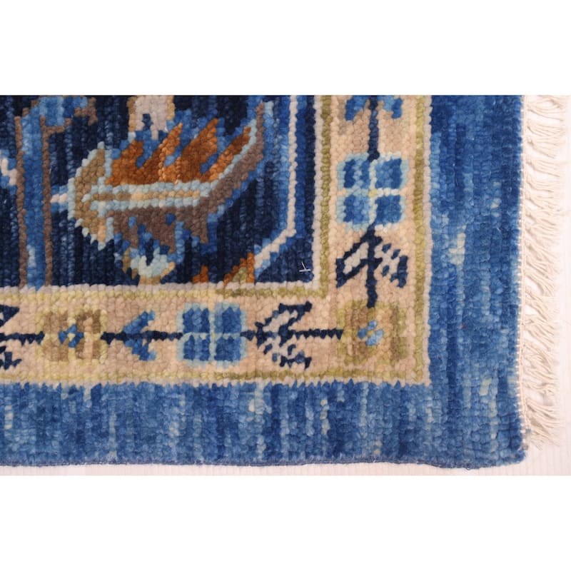 ECARPETGALLERY Hand-knotted Modern Oushak Dark Blue Wool Rug - 10'2 x 14'0