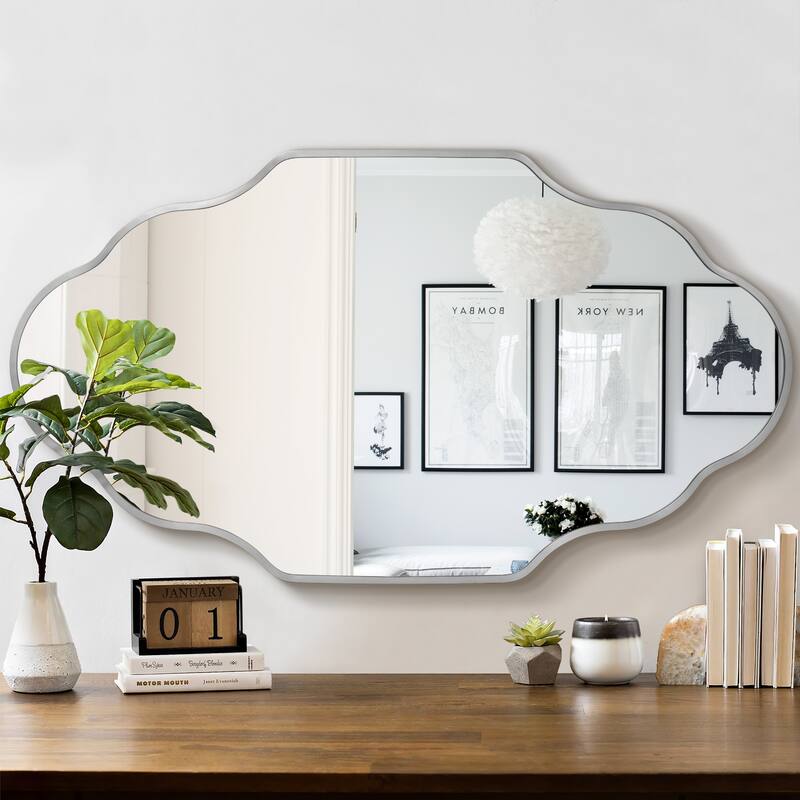 Scalloped Aluminum Alloy Framed Irregular Wall Mirror