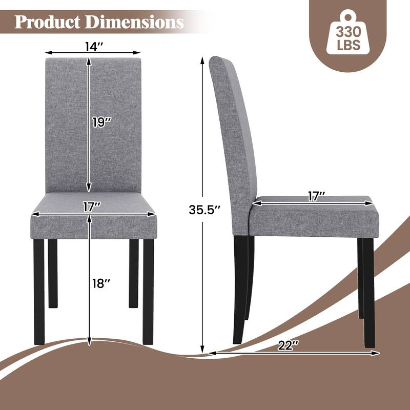 Gymax Dining Chair Set of 4 Fabric Upholstered Rubber Wood Legs Side