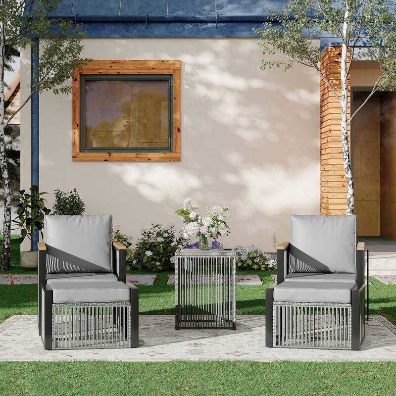 EROMMY Outdoor Patio Furniture Sets - 5/6/7 Piece All-Weather Conversation Sets withTable & Ottoman, Sectional Sofa & Chairs.