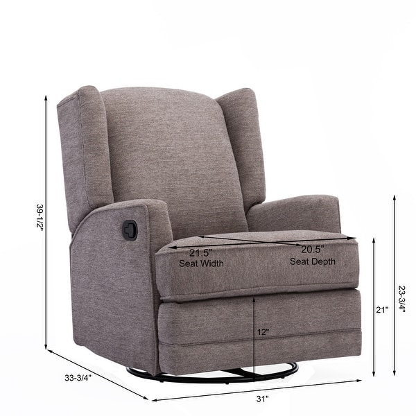 dimension image slide 2 of 3, Shelby Wingback Swivel Glider Recliner by Greyson Living