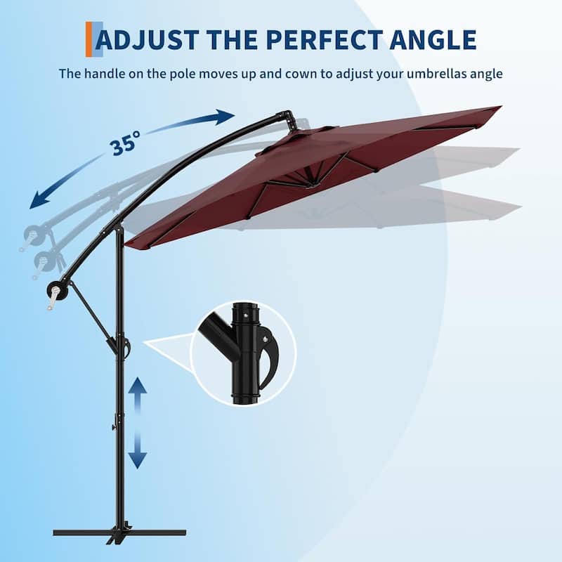 10FT UV Protection Cantilever Umbrella Outdoor Patio