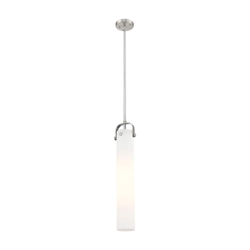 Innovations Lighting Pilaster - 1 Light 4" Stem Hung Pendant - Satin Nickel/Matte White
