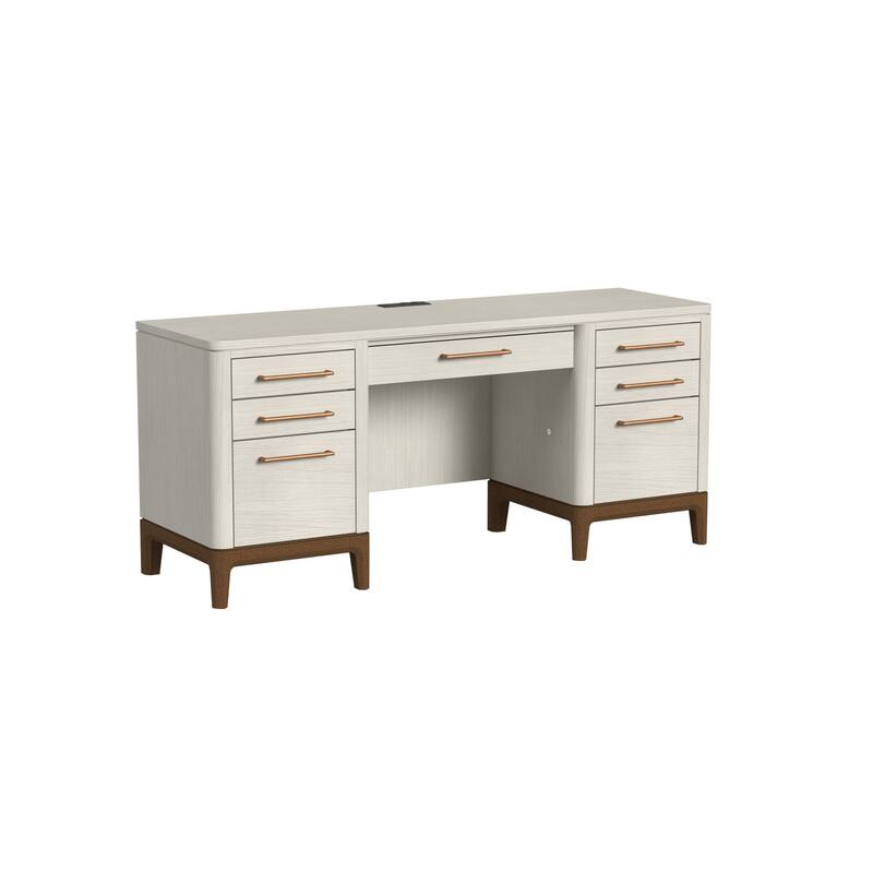 Contemporary Laminate Wood Office Desk, Writing Table, Storage Credenza, White