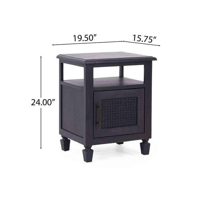 Tengren Acacia Wood and Cane Nightstands (Set of 2) by Christopher Knight Home