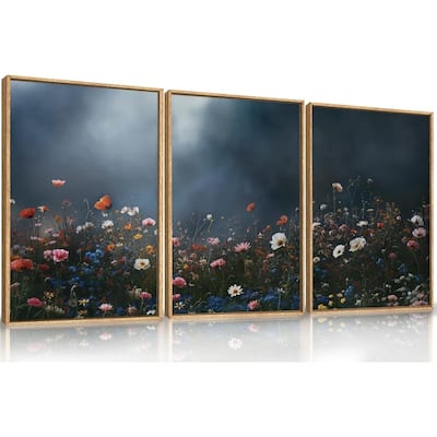 Abstract Dark Wall Decor,Wildflower Botanical Landscape Wall Painting