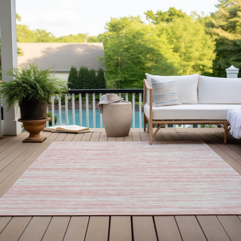 Machine Washable Indoor/ Outdoor Casual Ombre Chantille Rug