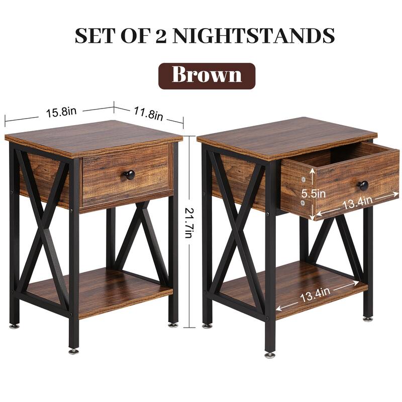 VECELO 3-Pieces Bedroom Sets Upholstered Bed Frame and Nightstands Set of 2 Dark Grey Platform Bed Frame