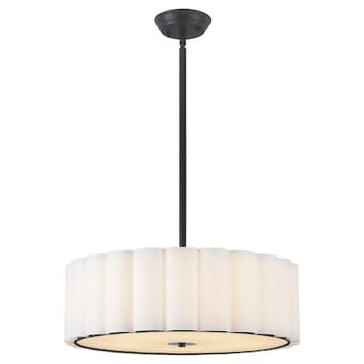 5 Light Simple Modern Pendant with Fabric Shade Adjustable Height Bulb Not Included