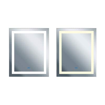 40" x 32" Abril Matte White Rectangle LED Wall Mirror