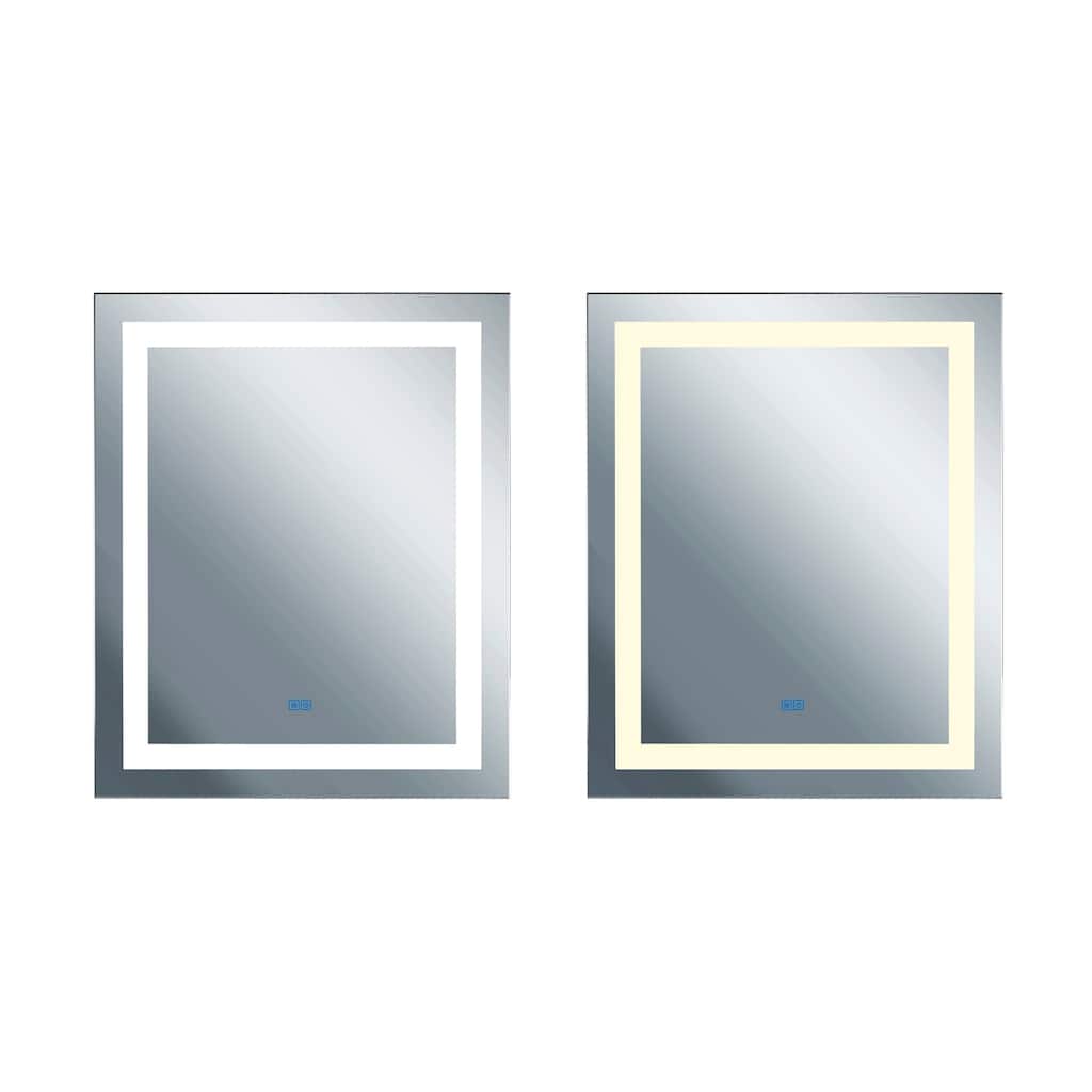 40" x 32" Abril Matte White Rectangle LED Wall Mirror