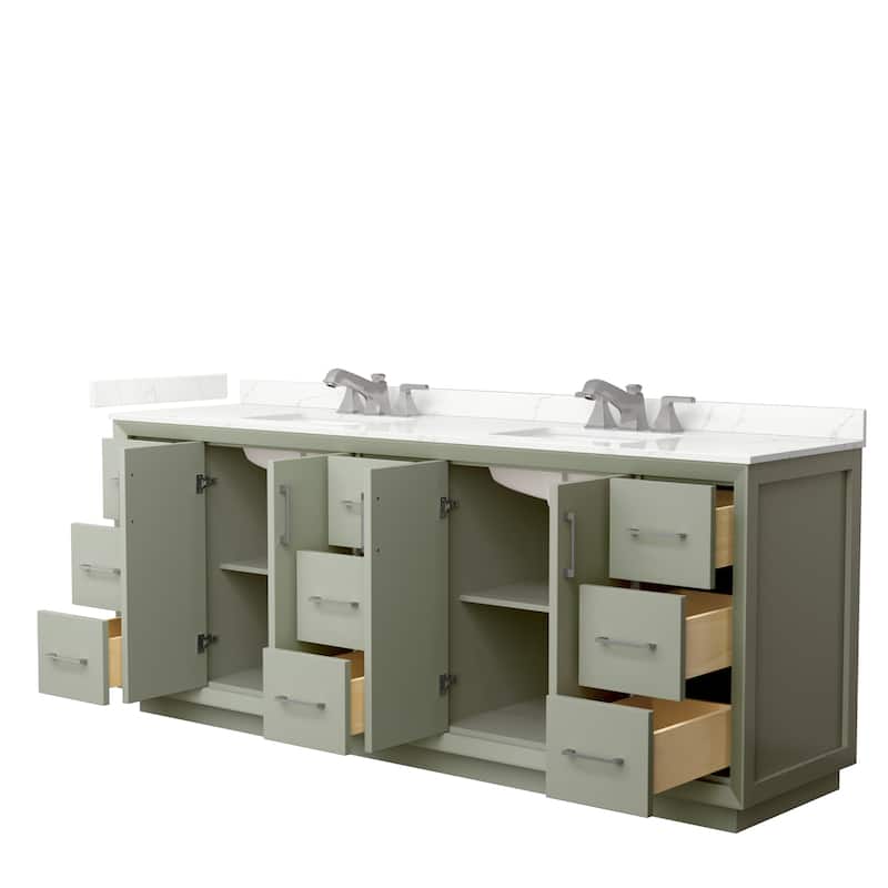 Strada 84-inch Double Vanity, Quartz Top