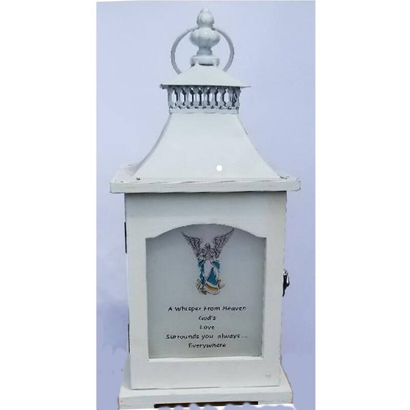 14.75" White Whispers From Heaven Candle Lantern