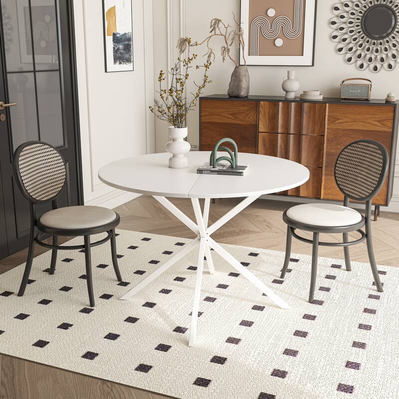 Cross Leg Round Dining Table - White Table - 42.13
