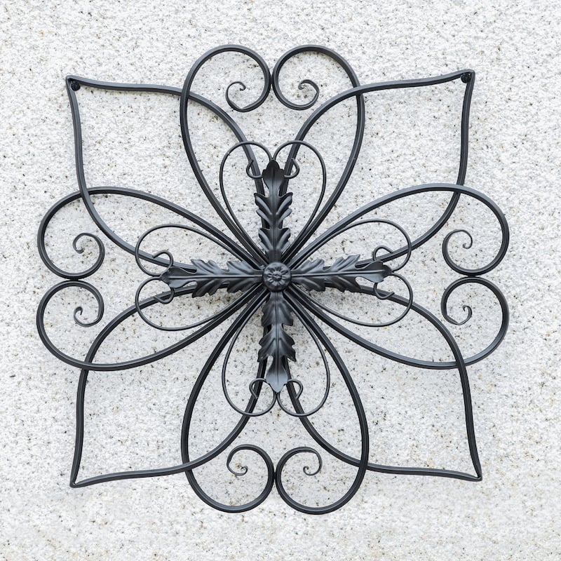 Glitzhome 20"L/ 23.5"L Traditional Iron Scroll Garden/Home Wall Decor