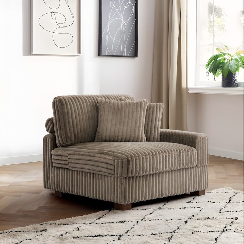 Cotton Flannel Armchair Sofa Corner Chairs for Living Room - Brown - Armchair Right