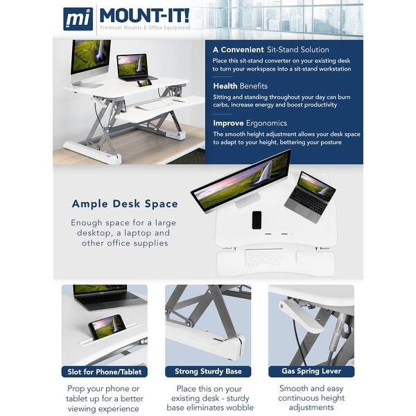 Shop Mount It Height Adjustable Standing Desk With Keyboard Tray