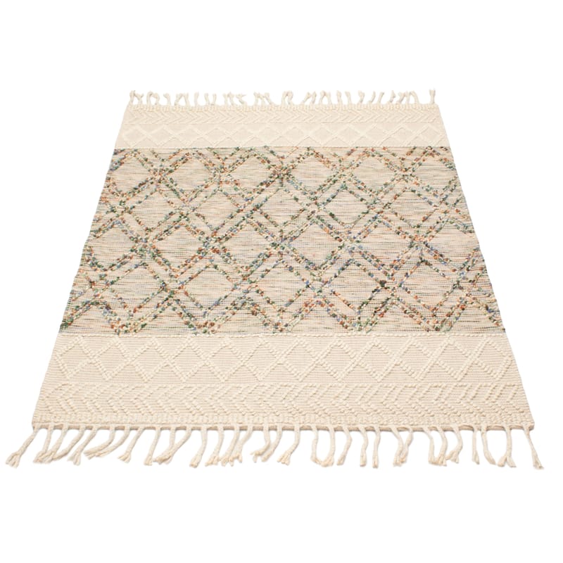 ECARPETGALLERY Braid weave Sienna Cream Wool Rug - 5'3 x 7'3