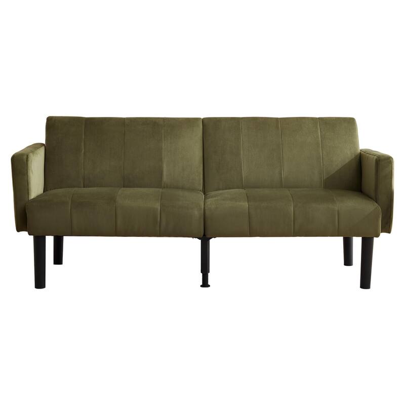 75.5 Inch Convertible Futon Sofa Bed with Adjustable Backrest, 3-Seater - Green