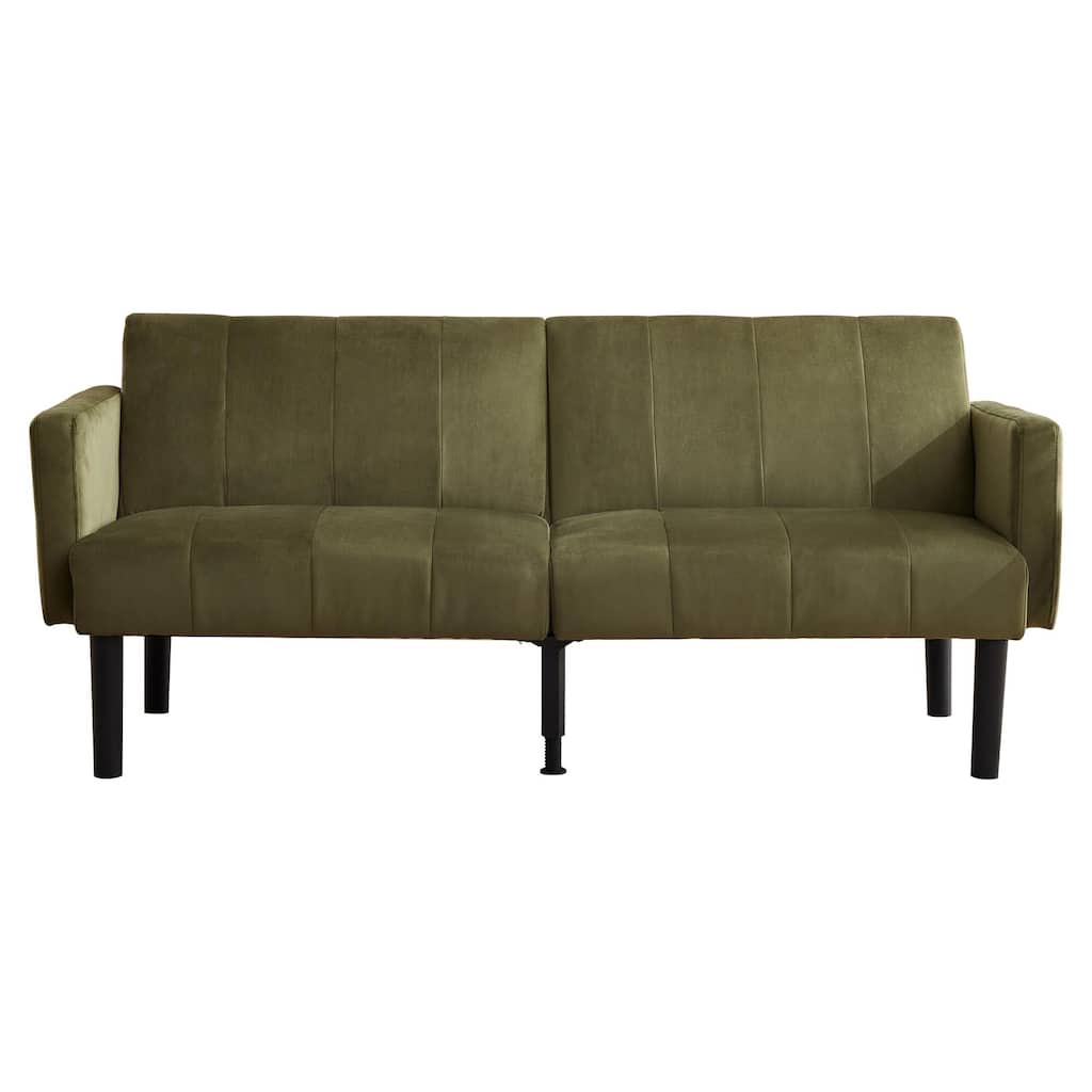 75.5 Inch Convertible Futon Sofa Bed with Adjustable Backrest, 3-Seater