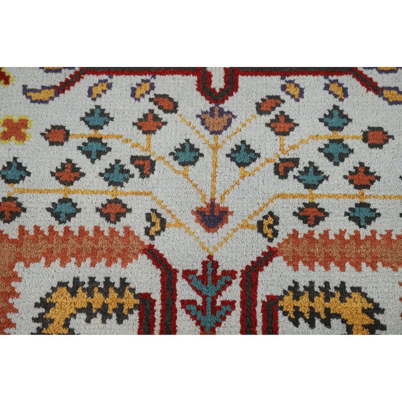 Hand Knotted Oriental 100% Wool Carpet Transitional Floral Navy Blue & Blues Oushak Area Rug - 5' 11'' X 4' 0''