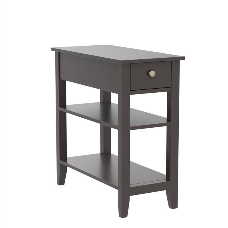 Narrow End Table with Drawer and Shelf - 11.22"D x 23.62"W x 24.02"H