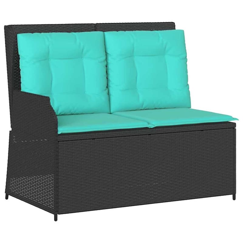 vidaXL Garden Bench with Cushion Brown Poly rattan - 26 x 43 x 37