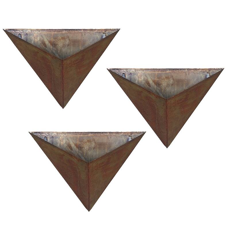 Triangular Living Wall Mounted Galvanized Steel/Zinc Succulent/Herb Planter - Indoor/Outdoor Living Art Potting Vessel