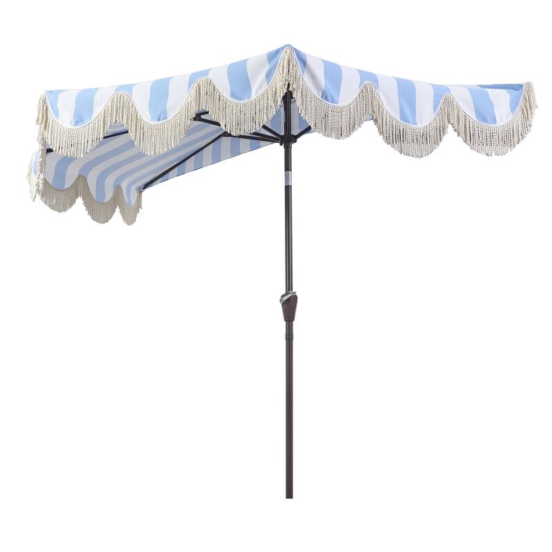 9ft Half Market Umbrella, Scalloped, Crank, Tilt, UV, by JONATHAN Y