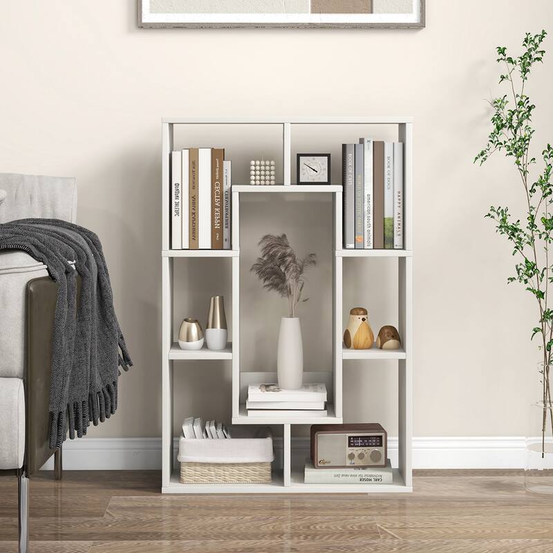 Costway 2 PCS 7-Cube Geometric Bookshelf with Anti-Toppling Device - See Details