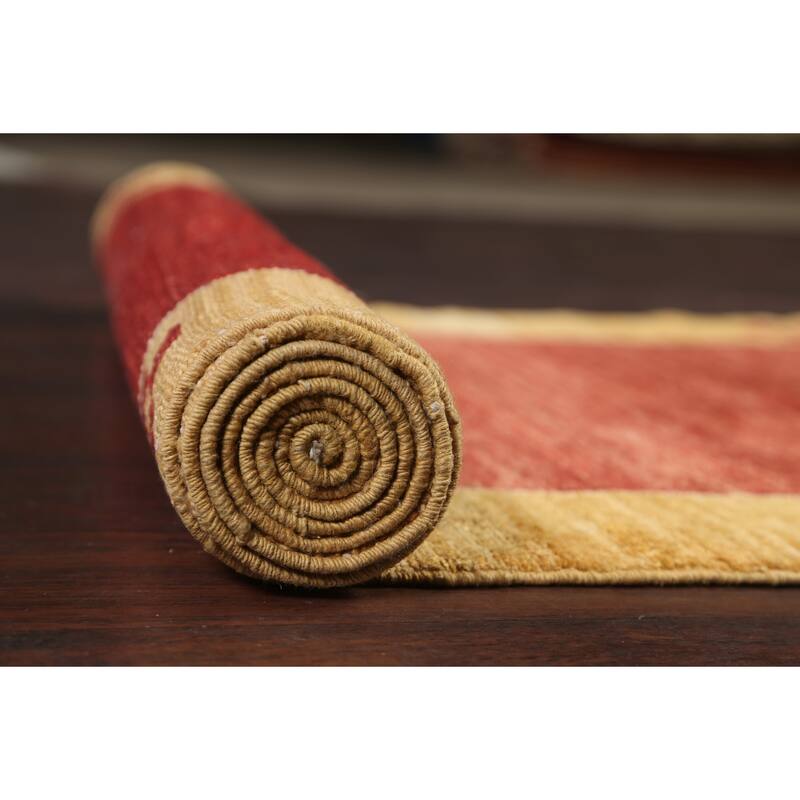 Geometric Gabbeh Kashkoli Oriental Runner Rug Wool Hand-knotted Carpet - 2'8" x 8'8"