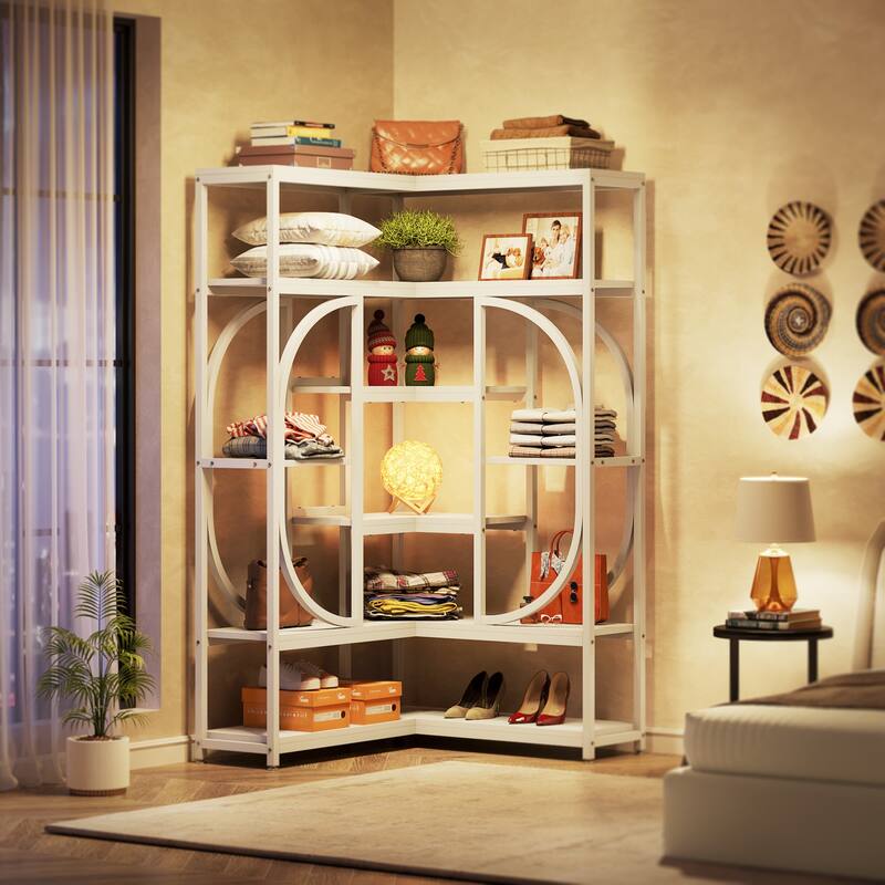 L-Shaped Corner Tall Bookshelf Bookcase for Living Room