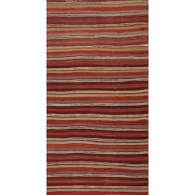 Hand Woven Oriental 100% Wool Carpet Southwestern Geometric Multi-Colored Kilim Area Rug - 10' 4'' X 5' 4''