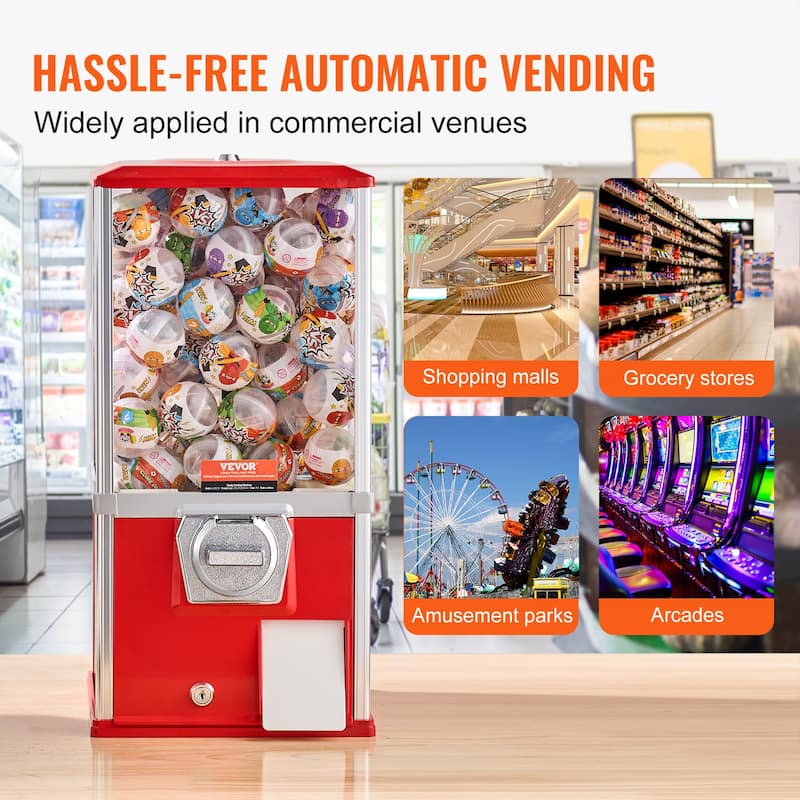 VEVOR Gumball Machine for Kids Home Vending Machine Rectangle Bubble Gum Machine for Game Stores Coin Operated Gumball Bank