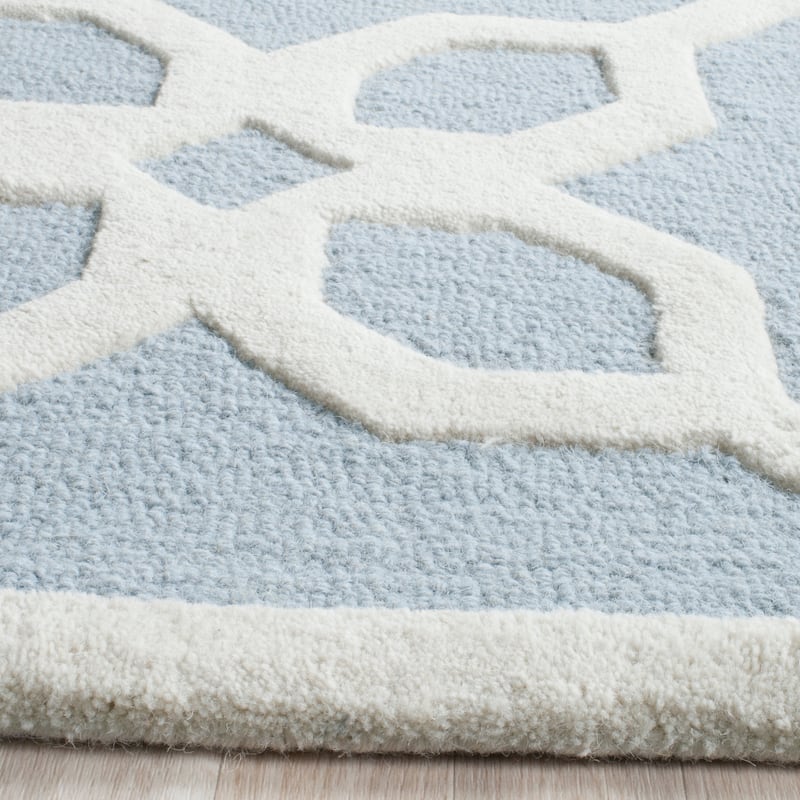 SAFAVIEH Handmade Cambridge Barbra Modern Wool Rug - 8' x 10' - Blue/Ivory - Rectangle