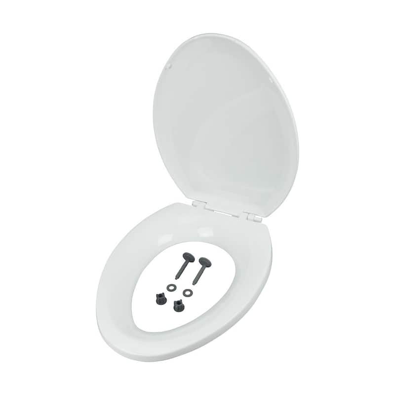 White Porcelain Sheffield Elongated Toilet Bowl Only with Plastic No slam Seat with Bumpers Renovators Supply