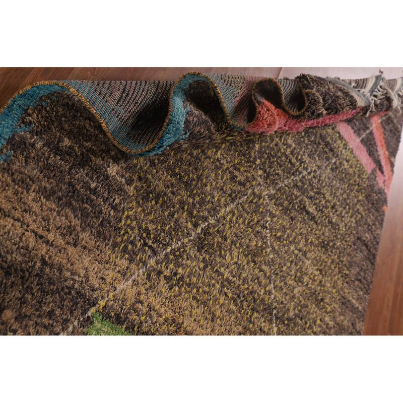 Abstract Moroccan Oriental Area Rug Hand-Knotted Wool Carpet - 6'6" x 10'8"