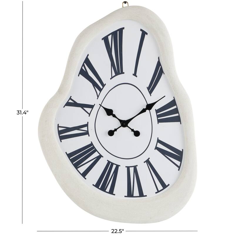 Wooden Abstract Wavy Wall Clock with Roman Numerals - White - Roche River Decor