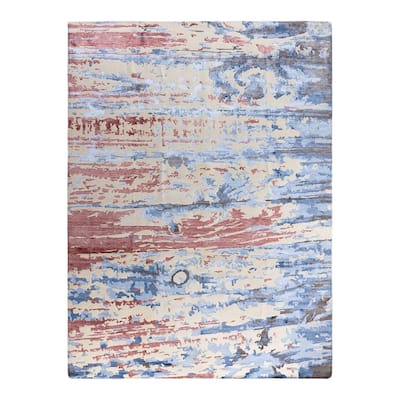 Modern One-of-a-Kind Hand-Knotted Area Rug, Ivory - 9' 1" x 12' 2"