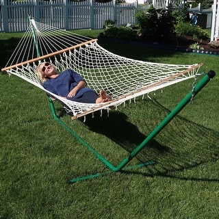 Sunnydaze decor sunnydaze cotton rope double wide hammock with spreader bars outlet