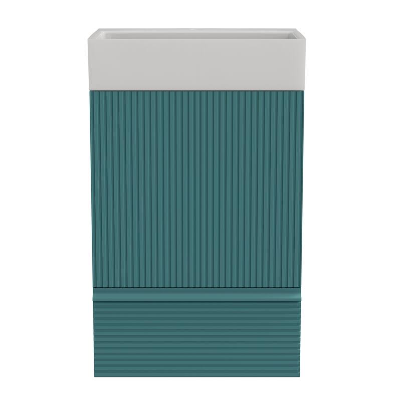 20" Striped Bathroom Vanity with Ceramic Sink - Aqua