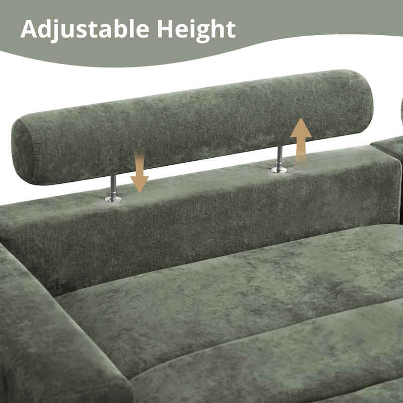 88"W 3-Seater Sofa Chenille Upholstered Couch Modern Loveseat Sofa Wooden Frame Sofa for Living Room